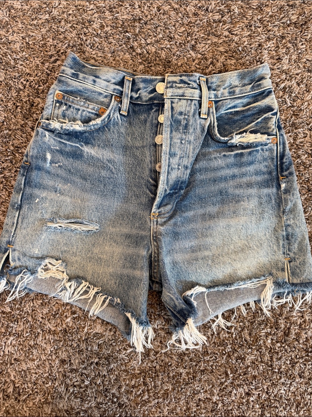 Agolde Dee Vintage Light Blue Distressed Jean Shorts